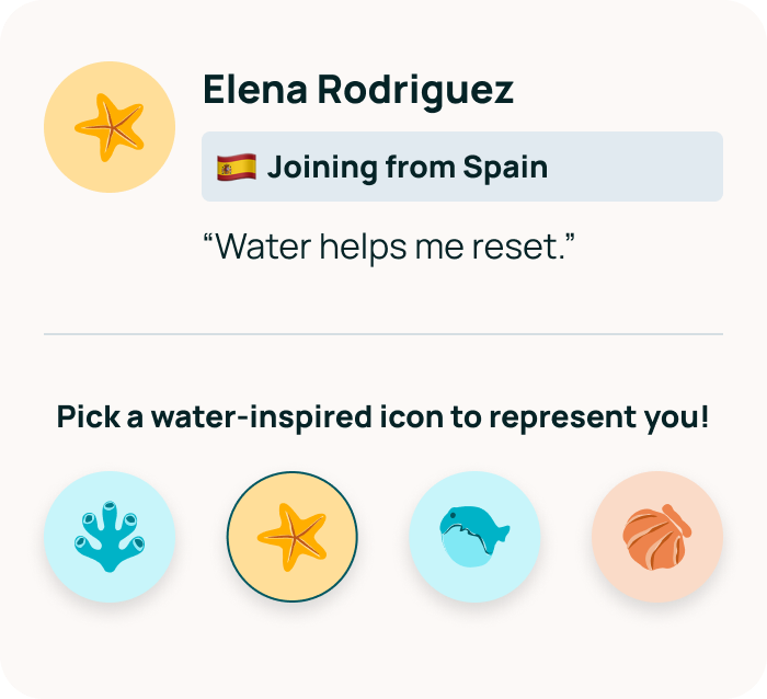 User profile card with avatar picker