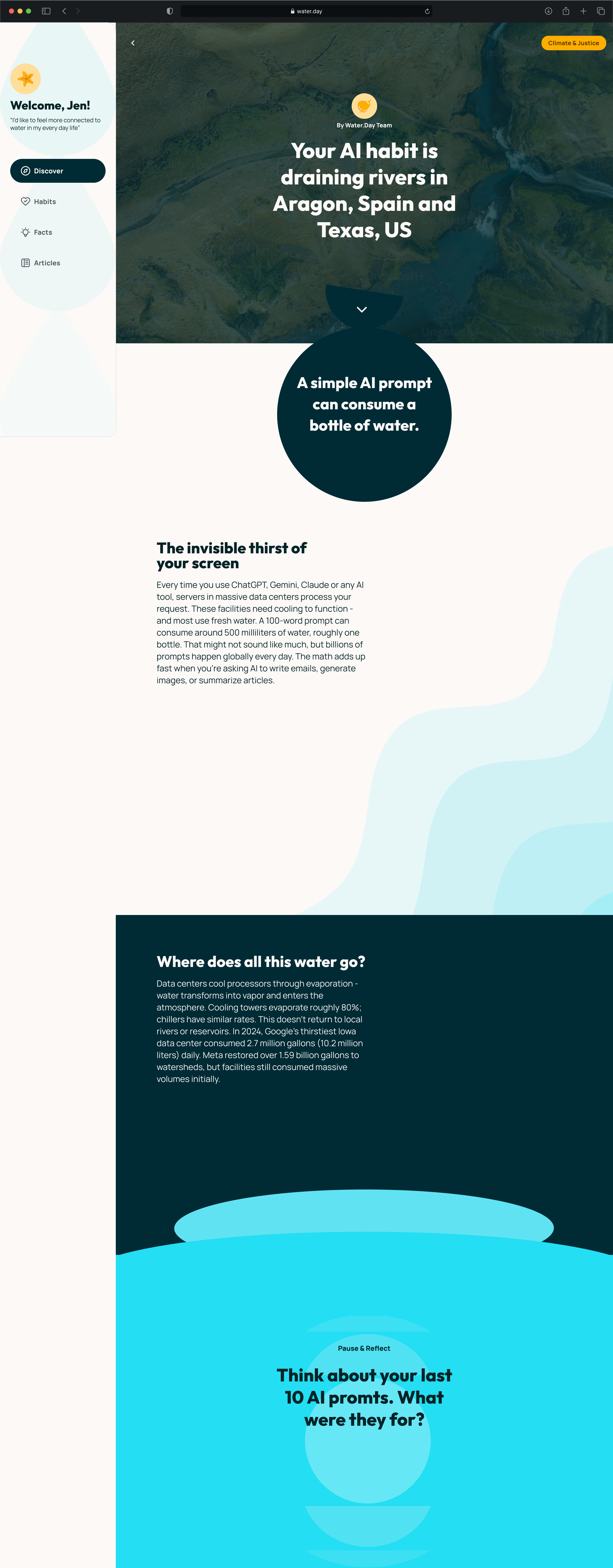 Water.day article reading experience — full editorial layout